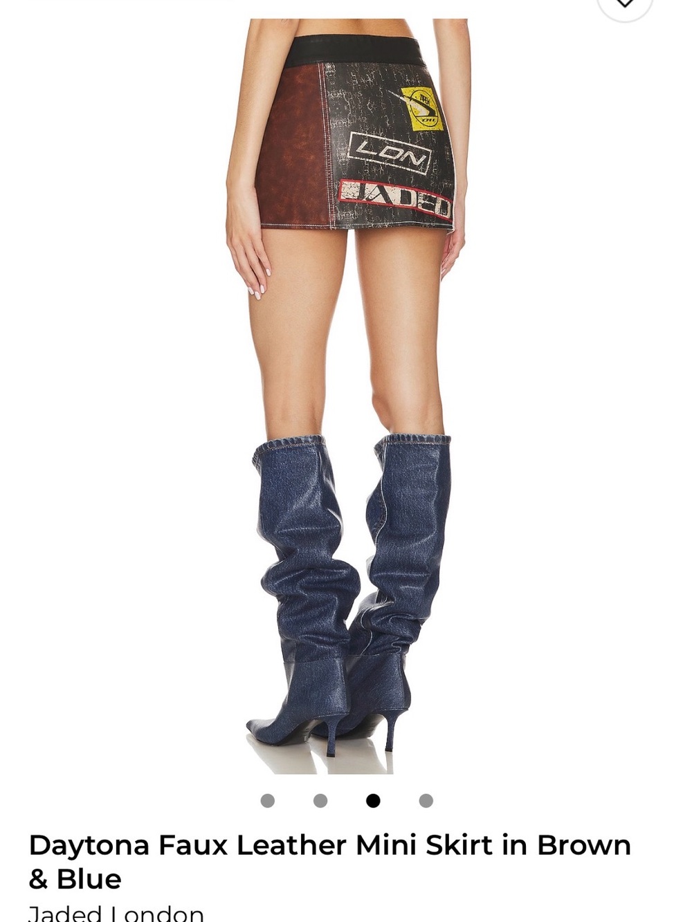 Jaded London Brown Black Patchwork Mini Skirt with Patches - Picture 5 of 5